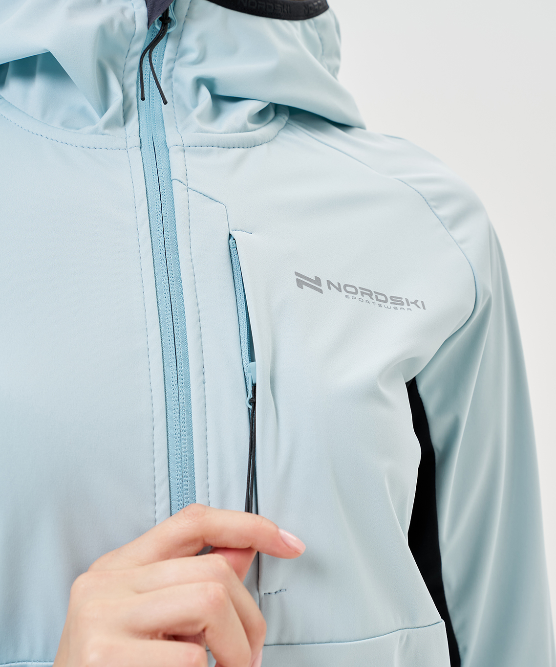 Тренировочная куртка Nordski PRO TOUR HOOD Aqua/Black W